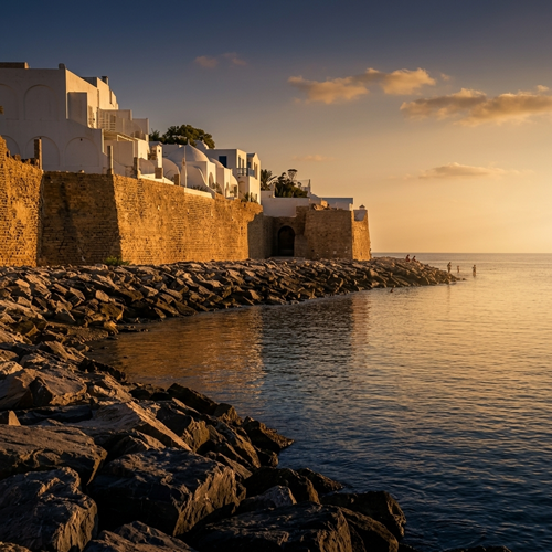 Coucher de soleil sur les remparts de Hammamet